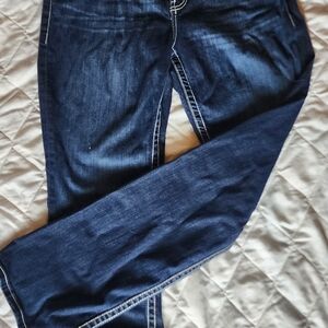 BKE Classic Blue Bootcut Jeans with Contrast Stitching